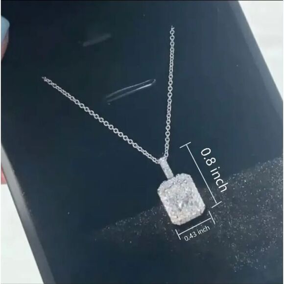 Silver Diamond Pendant Necklace - Picture 3 of 5
